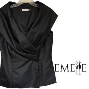 Calvin Klein Formal Satin Wrap Top M